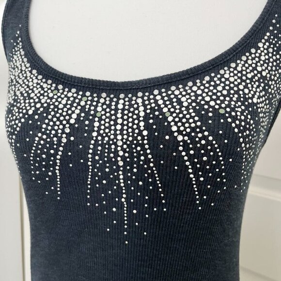 Vintage Wet Seal Crystal-Adorned Ribbed Maxi Dress – Y2K Glam Goth Revival, S/M - Picture 6 of 12